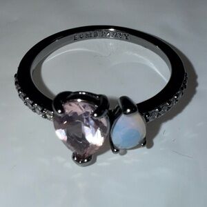 Hematite Ring with morganite and moonstone.